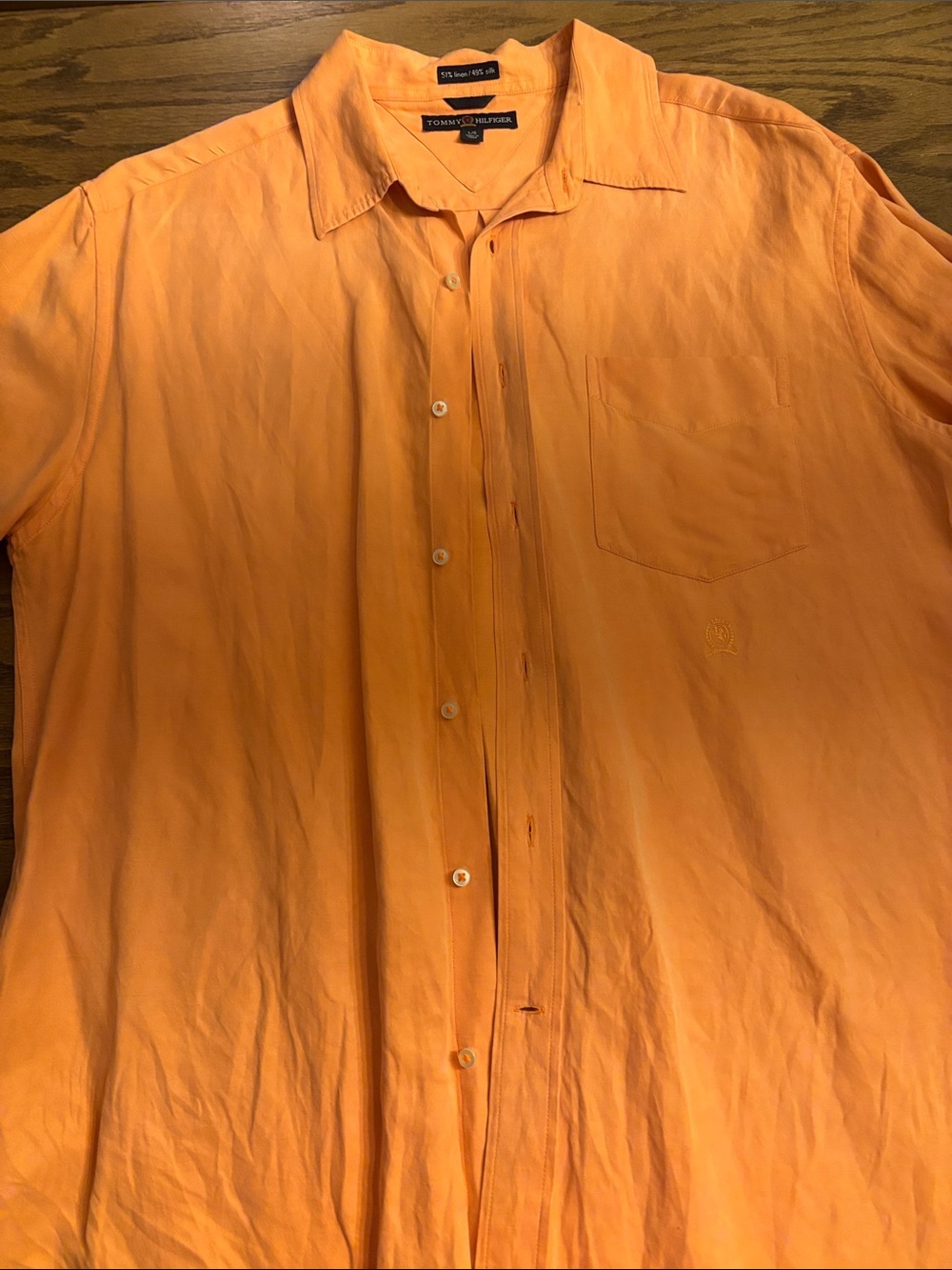 Tommy Hilfiger Men's Bright Orange Short-Sleeve Button-Down Shirt
